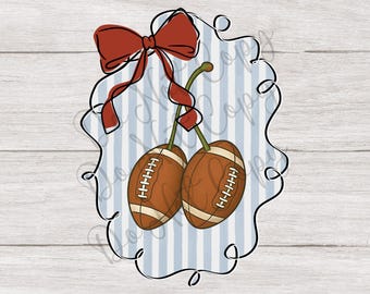 Football wavy coquette cherry frame png, Football Sublimation Design, Football shirt png design, Football Wall Art Digital Download png,