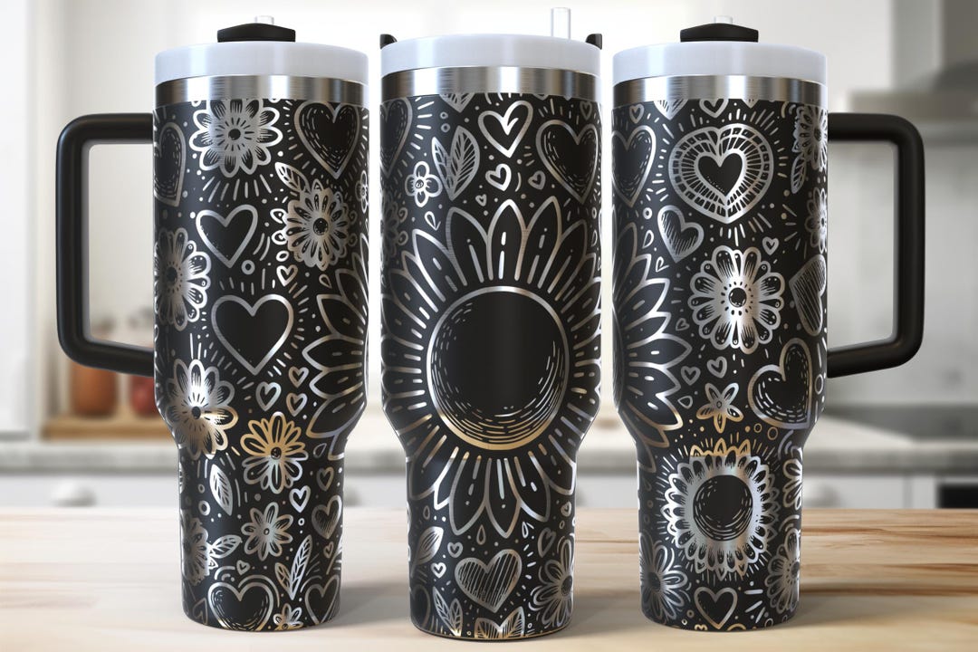 Floral 40 Oz Laser Tumbler Wrap SVG, Engraved Etched Quencher Seamless ...