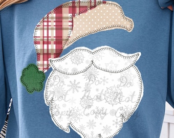 Christmas Santa FAUX Applique PNG Shirt Design