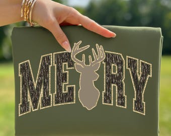 Deer Camo Merry Png, Preppy Camo Merry Png, Camo Christmas Sublimation Png Design, Christmas Hunting Shirt Png, Girl Christmas Camo Png