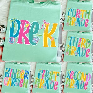 Preppy Back to School Bundle PNG, Coquette Teacher First Day of School Shirt Design, Girly Checkered Sublimation, Pre-k 1st/2nd/3rd Grade