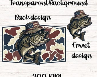 Fantastisches Barsch Angeln PNG, Amerikanische Flagge Camo Design (Digitaler Download)