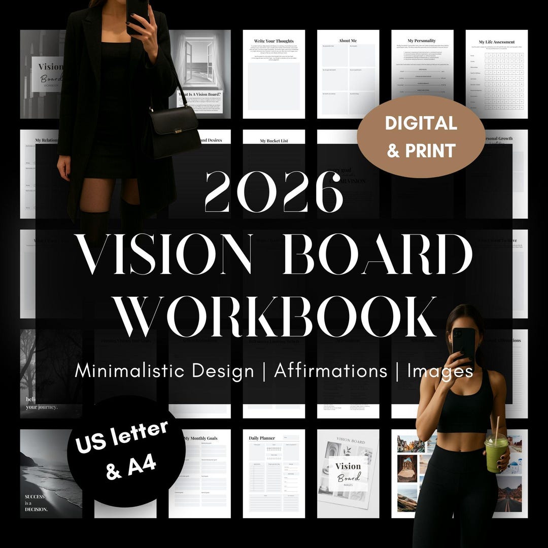 Manifestation Journal 2026 | Digital Vision Board Template | Printable ...
