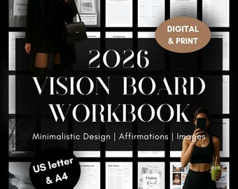 Manifestation Journal 2026 | Digital Vision Board Template | Printable PDF Workbook | Goal Setting Planner