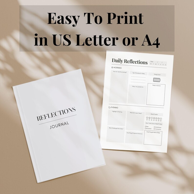 Daily Reflection Journal Printable | Morning & Evening Self Reflection ...