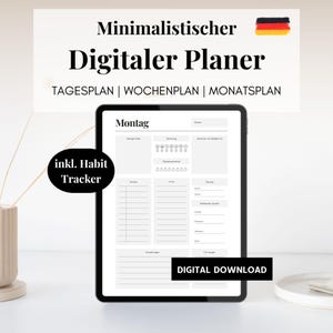 Digitaler Planer Deutsch Undatiert | Tages- Wochen- Monatsplaner + Habit Tracker | GoodNotes PDF | Wiederverwendbar
