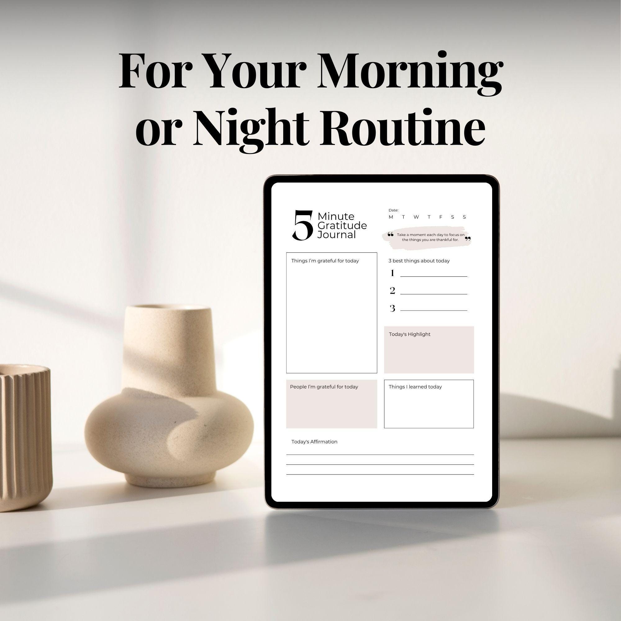 Minimalist 5 Minute Gratitude Journal Printable PDF Digital Download ...