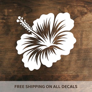 Hibiscus Tropical Vinyl Decal | Hawaiian Flower Bumper Sticker | Floral Nature Decor |  Vehicle Laptop Tumbler Decal | Choose Size/Color