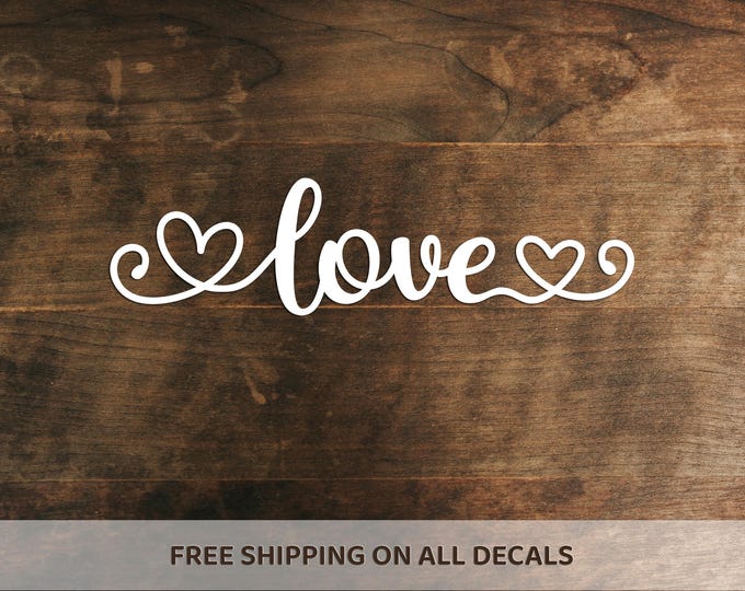Love Vinyl Decal | Heart Cursive Script Bumper Sticker | Valentines Day ...