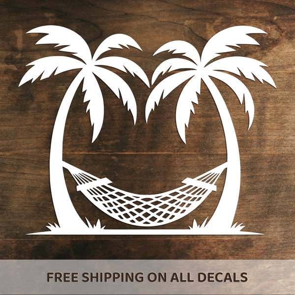 Beach Life Vinyl Decal | Tropical Palm Trees Bumper Sticker | Nature Decor | Choose Size/Color