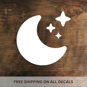 Moon And Sparkles Vinyl Decal | Stars Celestial Bumper Sticker | Children Kids Nursery Room Decor | Gift For Her | Choose Size/Color