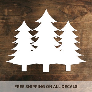Forest Vinyl Decal | Pine Trees Bumper Sticker | Outdoors Wilderness Nature Adventure Decor | Choose Size/Color
