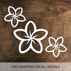 Tropical Plumeria Vinyl Decal | Hawaiian Flower Bumper Sticker | Nature Nursery Decor Wall Decal | Water Bottle Sticker | Choose Size/Color