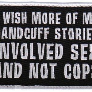 Geborduurde patch handboeienverhalen - grappige sarcastische opstrijkappliqué (4,0 x 3,0 inch)