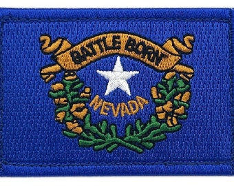 Nevada State Battle Born Patch [3.0 X 2.0 inch- Hook Fastener Backing -NV6]