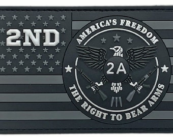 2nd Amendment The Right to Bear Arms 3 Inch Patch [3D-PVC Rubber-Hook Fastener Backing -BF3]