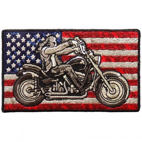 Distressed American USA Flag Biker Rider Patch (iron on Sew