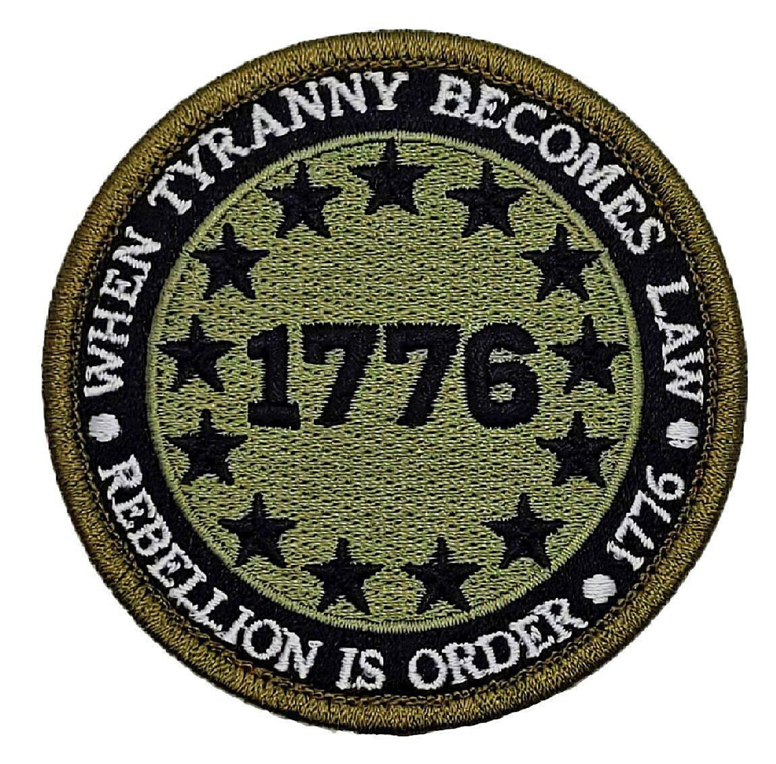 1776 Camo Green Round 2A Liberty Patch [3.0 X 3.0 - Hook Fastener ...