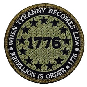 1776 Camo Green Round 2A Liberty Patch [3.0 X 3.0 - Hook Fastener ...
