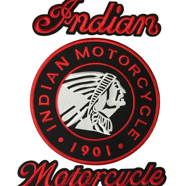 Indian Motorrad JACKE WESTE RÜCKEN Aufnäher zum Aufbügeln/Aufnähen (3-teiliges Komplettset)