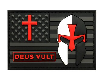 Crusade Cross Helmet / American Flag 3.0 Inch Patch (PVC)