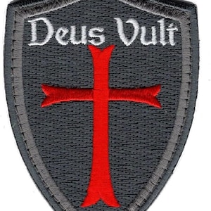 Deus Vult Cross Shield 3.5 Inch Patch (Embroidered Hook)