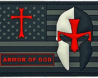 Armor of God USA Flag Christian Patch [3.0 X 2.0 - PVC Rubber- AG7]