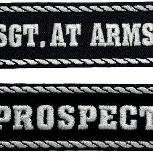 Parche de MC de Sargento de Armas y Oficial Prospectivo (Paquete de 2 piezas - Blanco y negro)