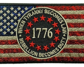 Distressed American Flag 1776 Patch: Rebellion Becomes Duty (4 Inch)