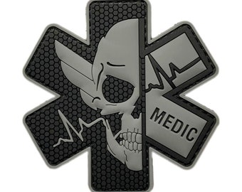 Medic Paramedic Skull Patch [3.0 inch - PVC Rubber- “Hook Brand” Fastener-MS71]