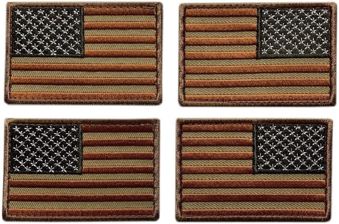 USA American Flag Patch: Desert Camo Embroidered Applique (4PC Bundle ...
