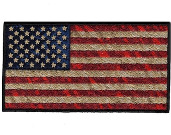 Distressed American Flag 5.0 Inch Patch (Embroidered Hook)