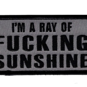 Ray of Sunshine 4.0 Inch Patch (Iron On) (Grey)