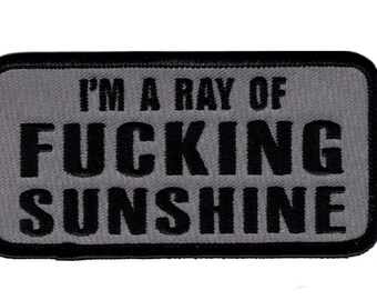 Ray of Sunshine 4.0 Inch Patch (Iron On) (Grey)