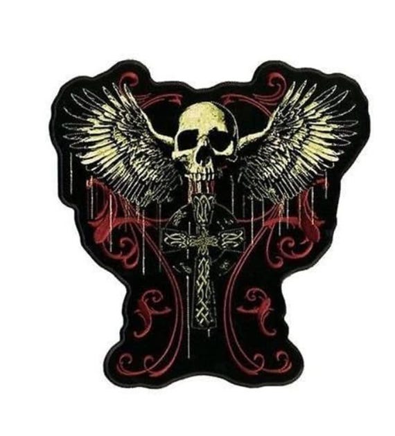 Fer Croix Crâne Applique Fer Sur Patch