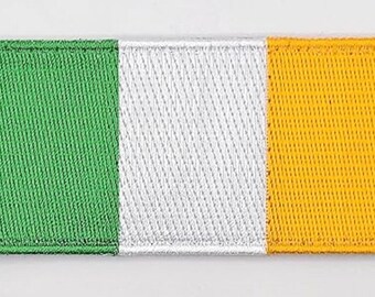 アイルランド国旗のタクティカル刺繍パッチ、フック留め具付き、3.5 x 1.75インチ