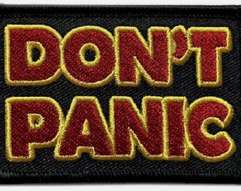 Don't Panic Embroidered Patch [Hook Fastener Backing - 3.0 X 2.0 inch - PD23]