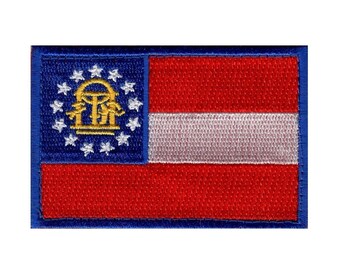 Georgia state flag 3 inch patch embroidered hook fastener