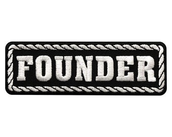 Founder MC Biker Patch (Iron On) (Black/White)