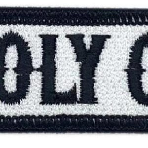 May include: Black and white embroidered patch with the text "UNHOLY ONES" in a white rectangle.