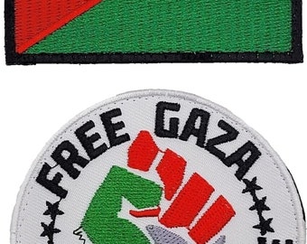 Parche táctico bordado "Palestina Libre Gaza" (paquete de 2 unidades con cierre de velcro)