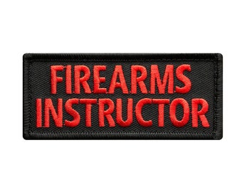 Firearms Instructor 3.5 x 1.5 inch Patch (Embroidered Hook) (Black/Red)