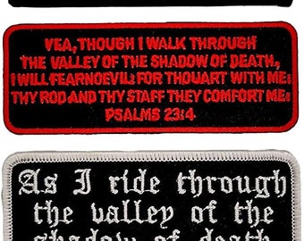In God We Trust Embroidered Patch - Psalms 23:4 - Iron On (3PC Bundle)