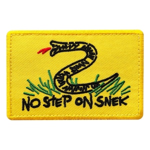 No Step On Snek Funny Snake Don't Tread On Me Patch (Embroidered Hook)