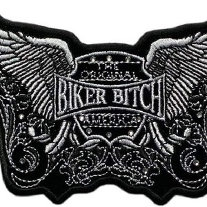 Biker Bitch Rhinestone Ladies Patch [Iron on sew on -5.0 x 3.0 - PP6]