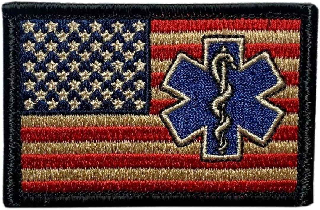 Medic EMT EMS Paramedic USA Flag Patch - 3D PVC, 3.0 X 2.0 Inches (MU4)