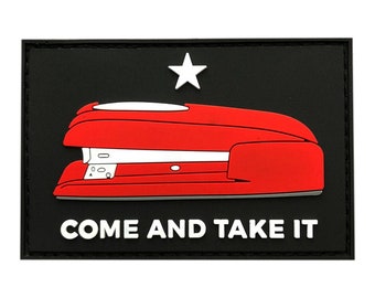 Red Stapler Come and Take It Office Space 3.0 x 2.0 inch Patch (PVC)
