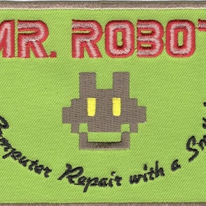 Mr. Robot Fsociety 4.0 x 3.0 inch Patch (Embroidered Hook) (Green)