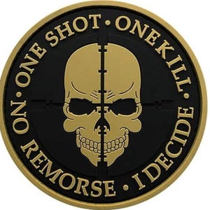 One Shot One Kill No Remorse Sniper Patch [3D-PVC Rubber- 3.0 inch-SH1]