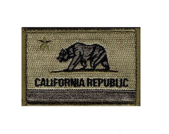 カリフォルニア州旗 3.0インチ パッチ 刺繍フック グリーン